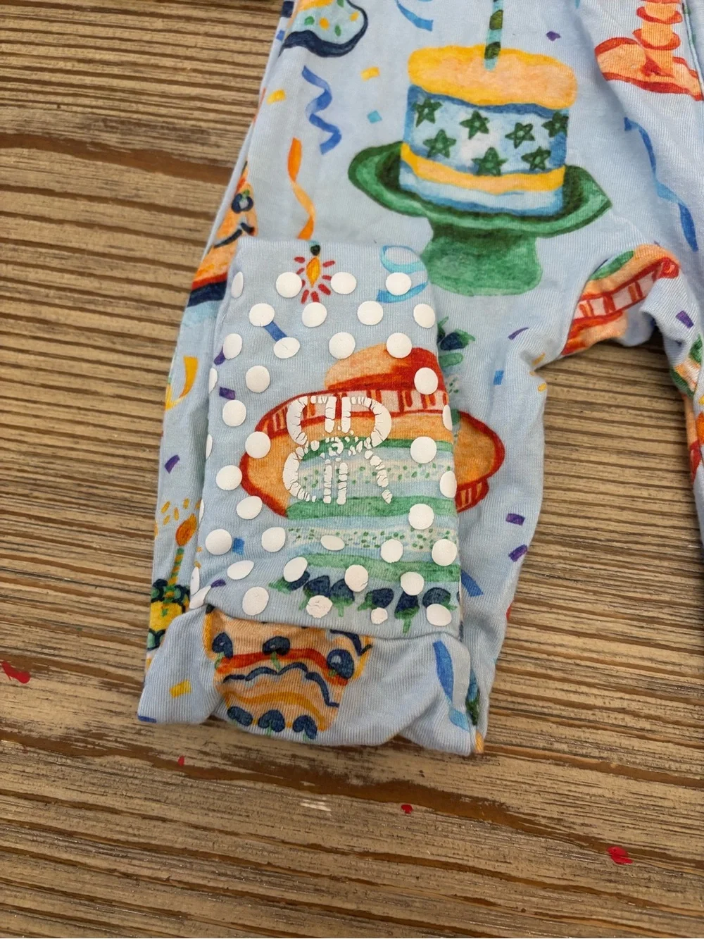 Bums & Roses birthday print bamboo convertible romper 6-9m